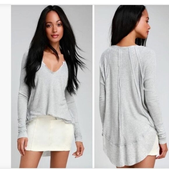 Free People We The Free Catalina Thermal Long Sleeve Tee Gray XS - Picture 4 of 8